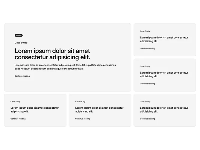 Shadcn Feature 36 - Case study grid with featured card
