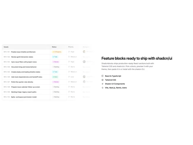 Shadcn Feature 378 - Minimal split with leading masked image