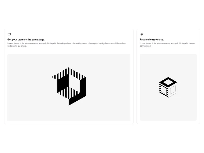 Shadcn Feature 5 - Two feature cards in a bento grid