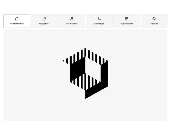 Shadcn Feature 52 - Six icon tabs with wide preview