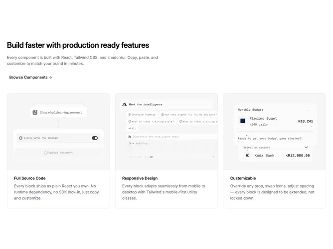 Shadcn Feature 73 - Image card grid with optional header link
