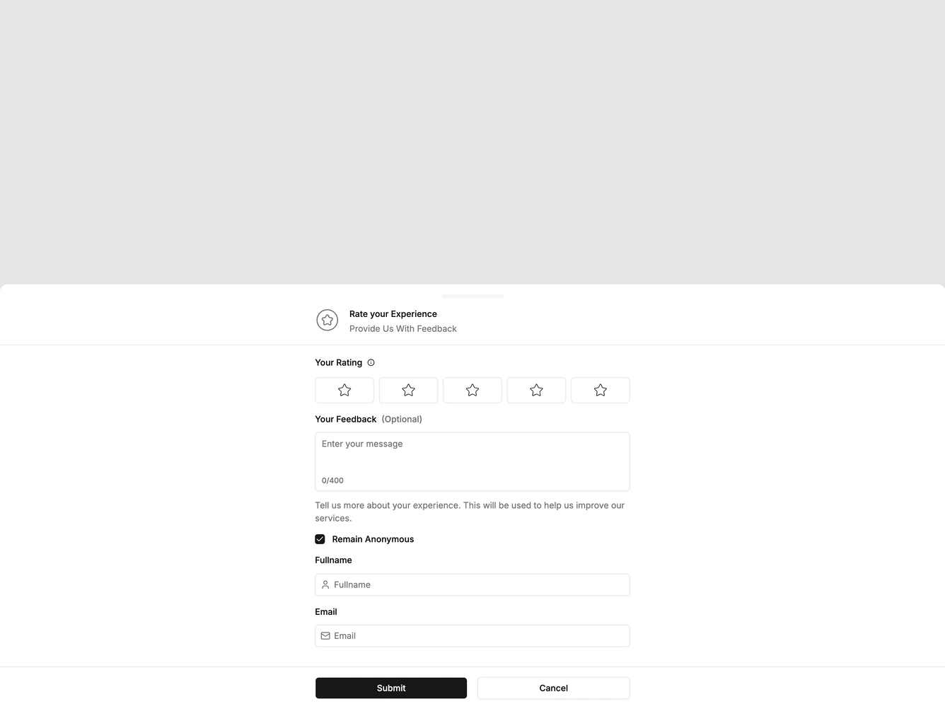 Shadcn Feedback 4 - Drawer experience rating form