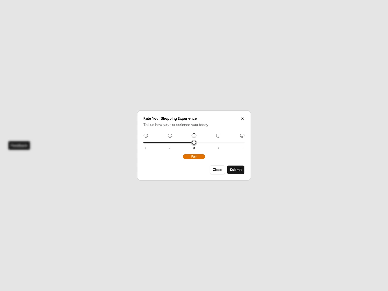 Shadcn Feedback 6 - Emoji slider satisfaction dialog