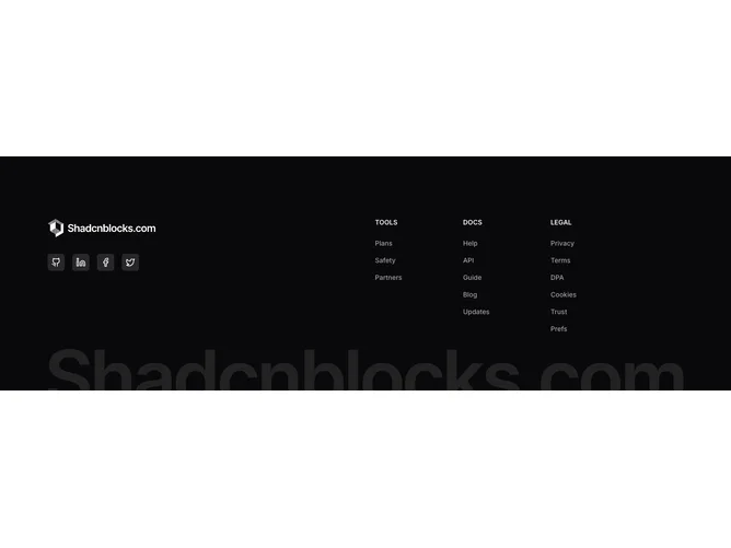 Shadcn Footer Giant Text Blocks