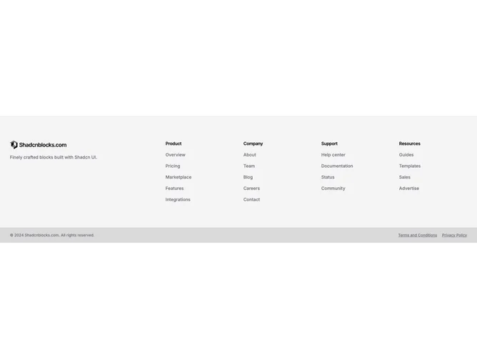 Shadcn Footer 52 - Muted Grid Footer With Contrasting Bar