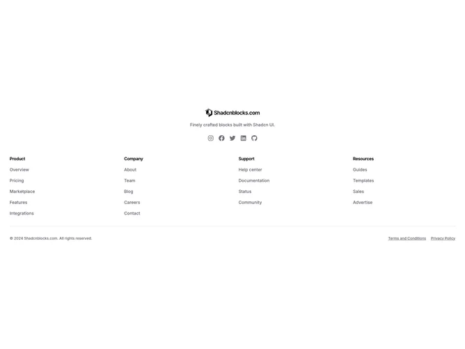Shadcn Footer 54 - Centered Container Width Footer