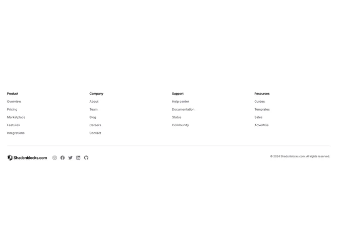 Shadcn Footer 57 - Inverted Footer Navigation First