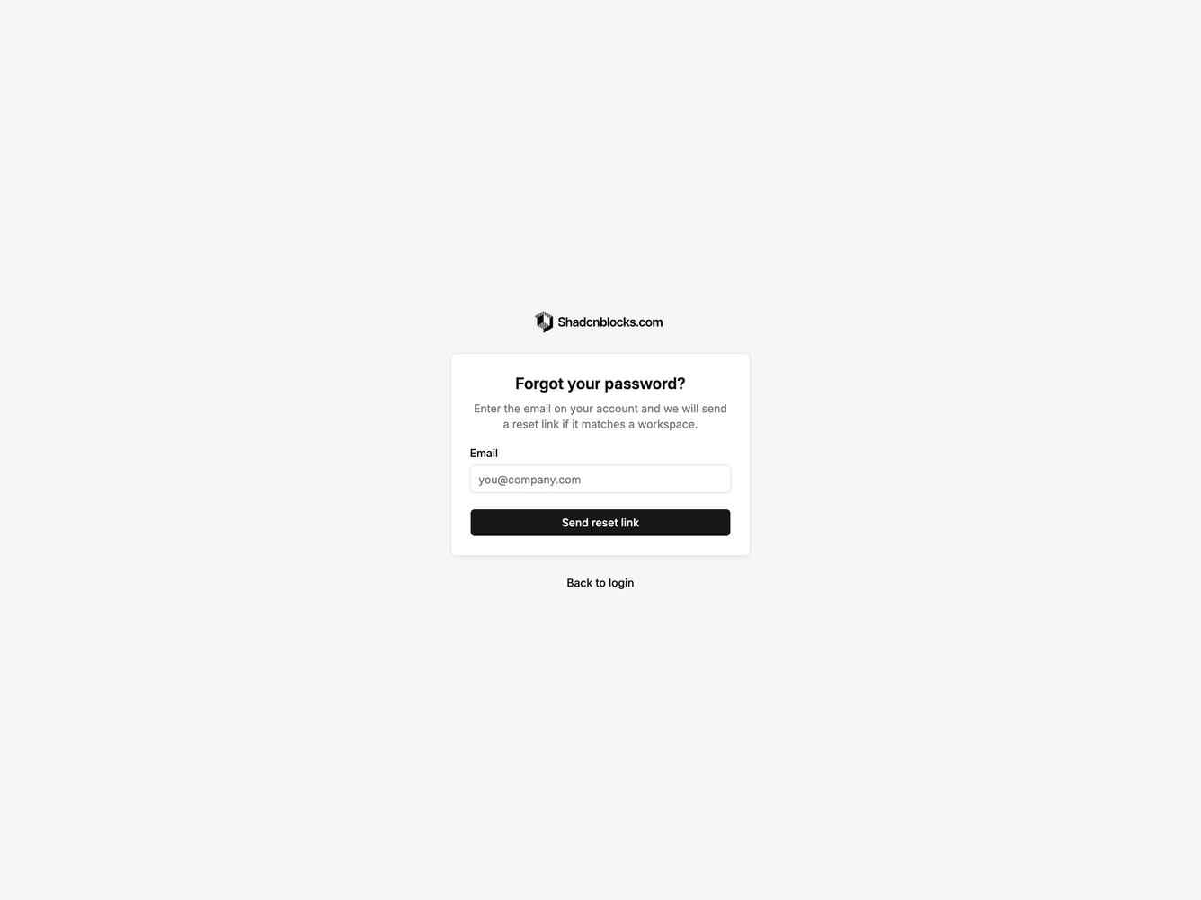 Shadcn Forgot Password Blocks