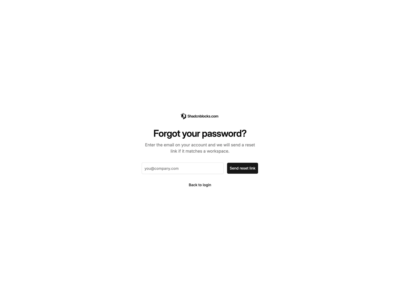 Shadcn Forgot Password 3 - Minimal inline forgot password