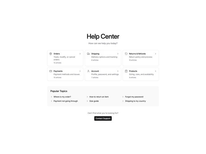Shadcn Help Center Blocks