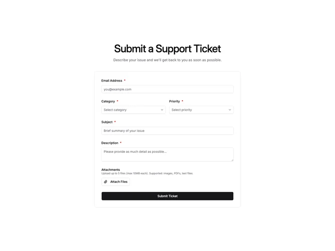 Shadcn Help 4 - Support Ticket Form