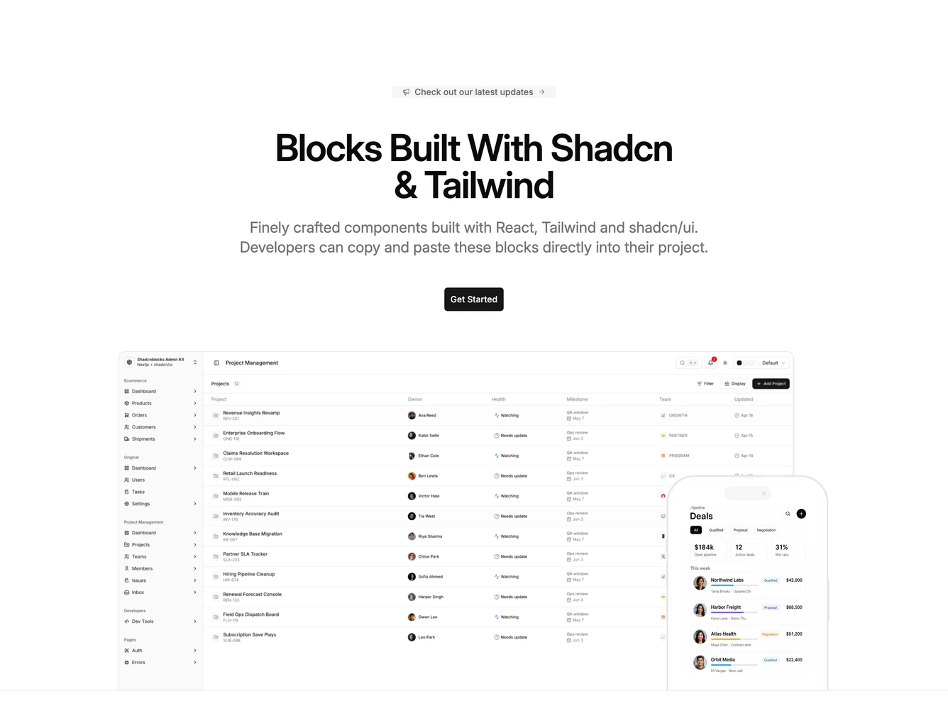 Shadcn Hero 102 block