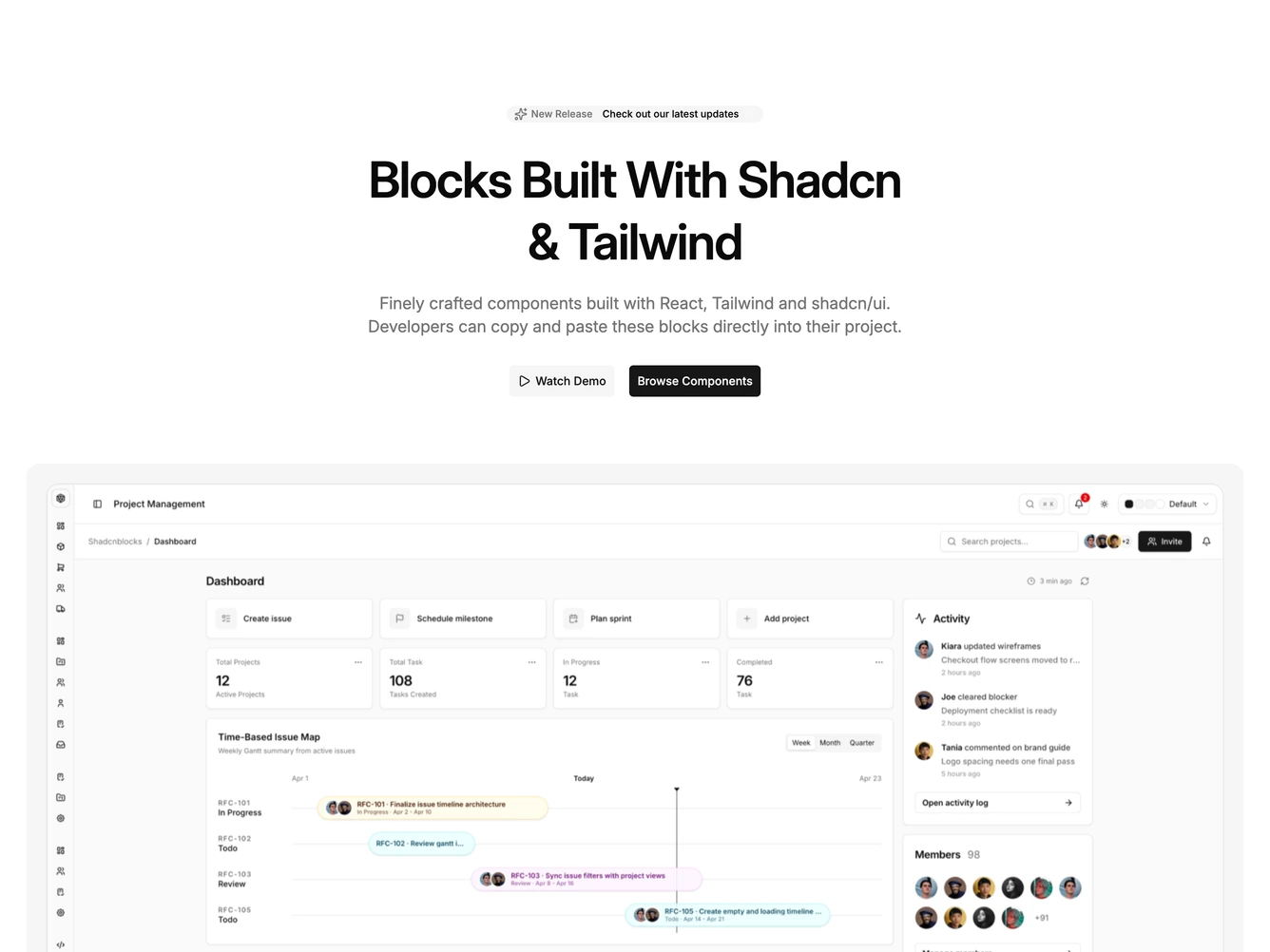 Shadcn Hero 114 block
