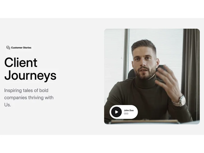 Shadcn Hero 135 - Customer stories hero with video and dialog