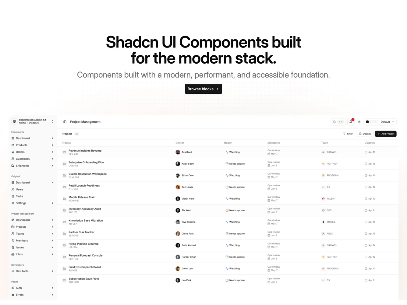 Shadcn Hero 191 block