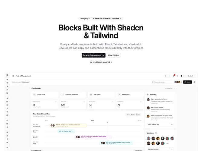 Shadcn Hero 21 block