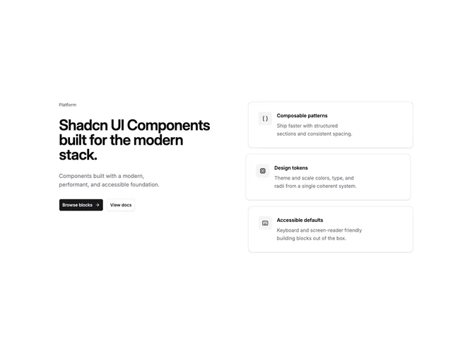 Shadcn Hero 304 block