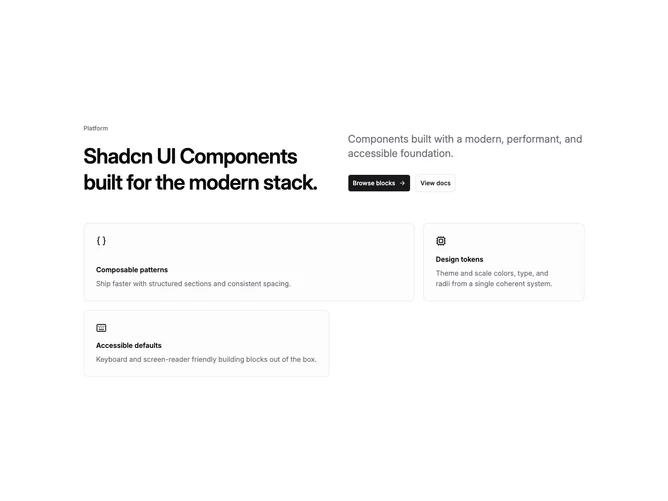 Shadcn Hero 305 block