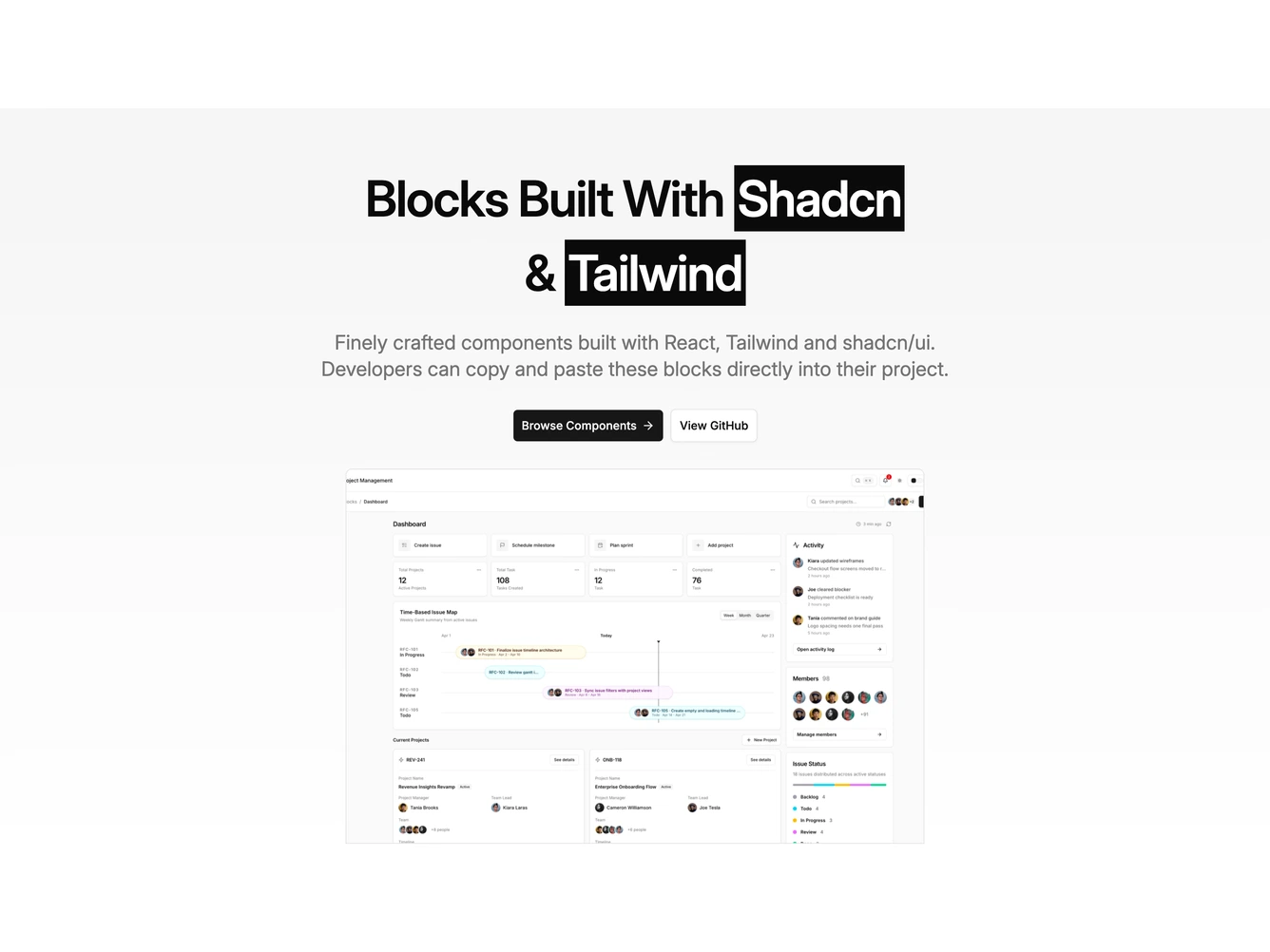 Shadcn Hero 65 block