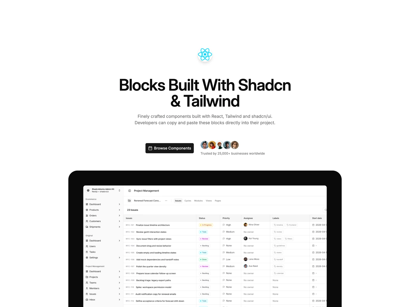 Shadcn Hero 66 block