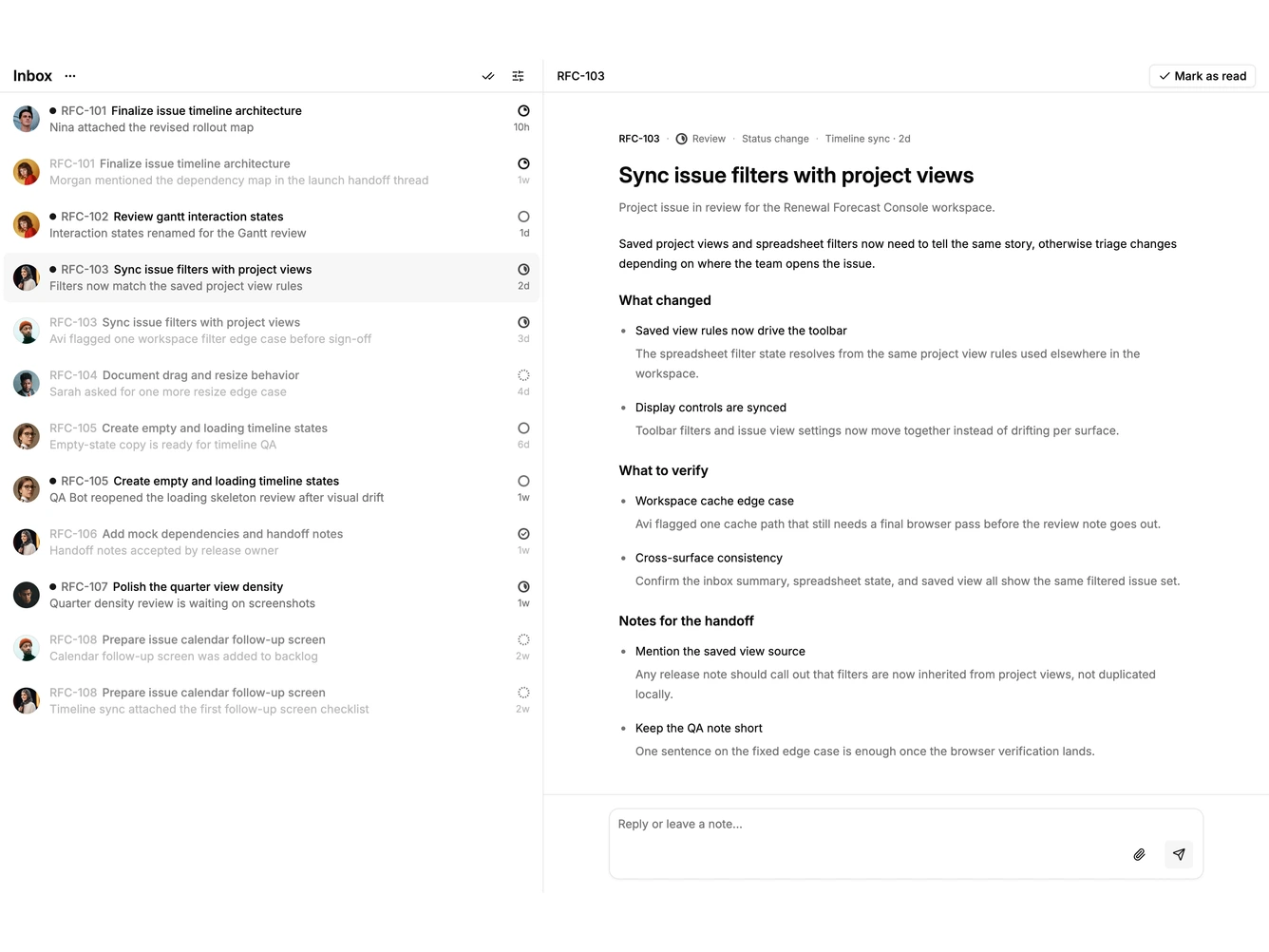 Shadcn Inbox 3 - Issue notification inbox