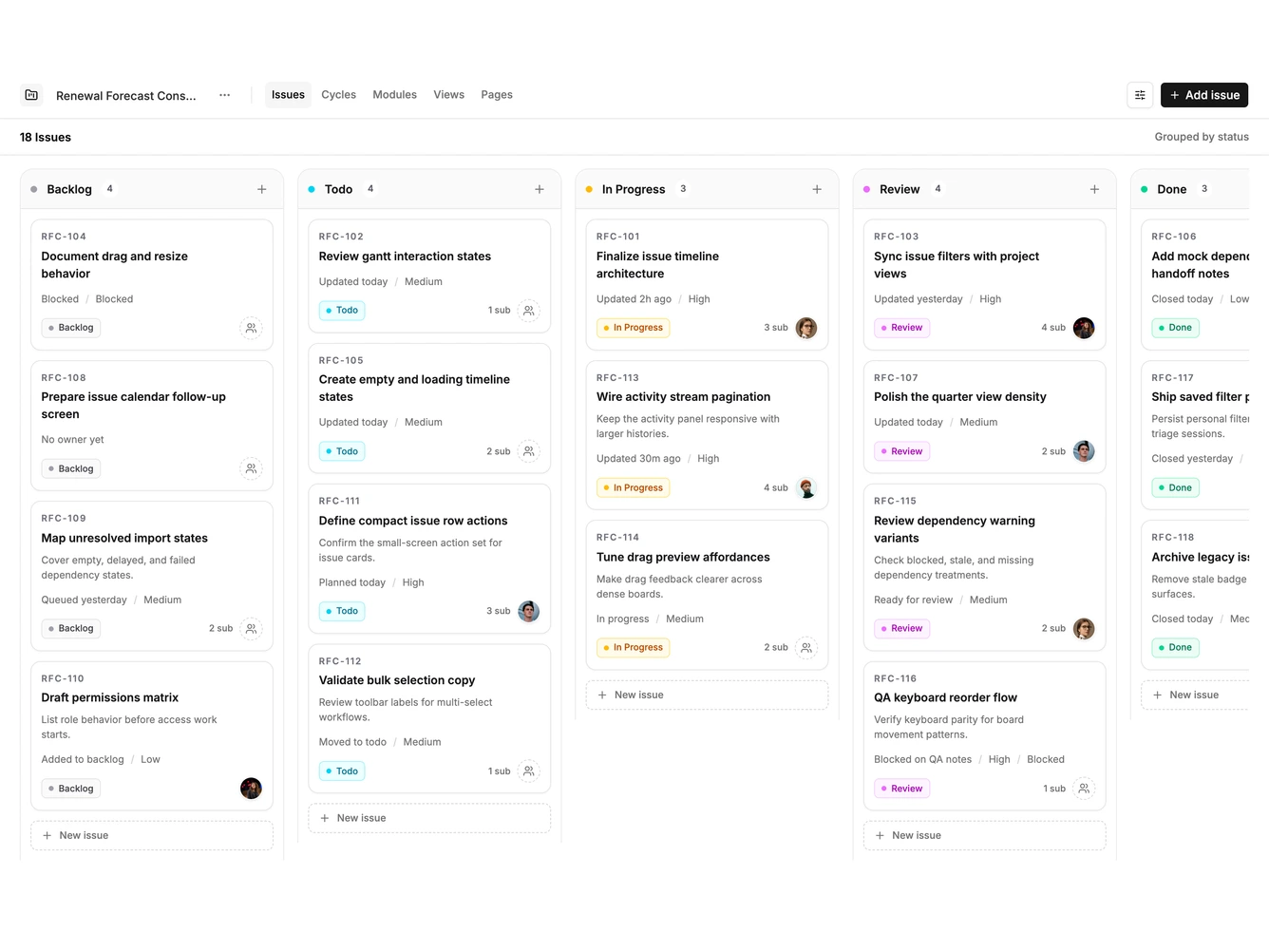 Shadcn Issue Kanban Blocks