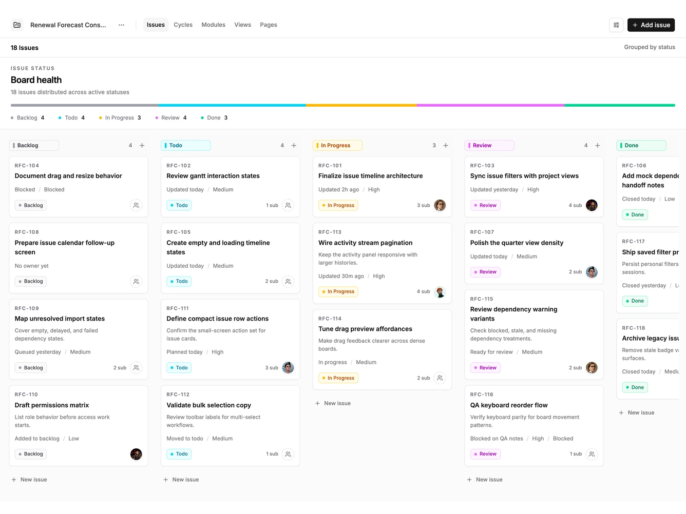 Shadcn Issue Kanban 3 - Open issue board