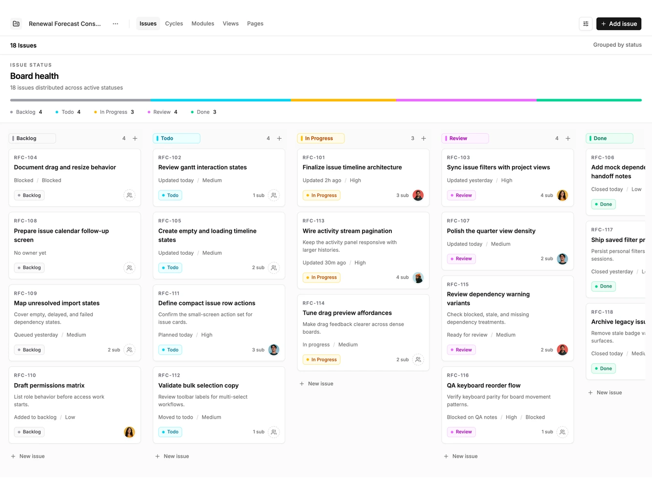 Shadcn Kanban 3 - Open issue board