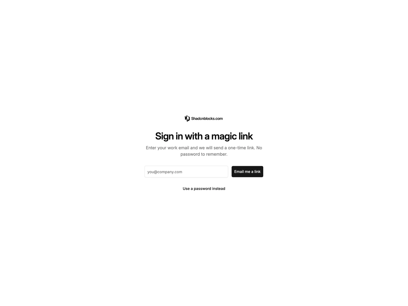 Shadcn Magic Link 3 - Minimal inline magic link