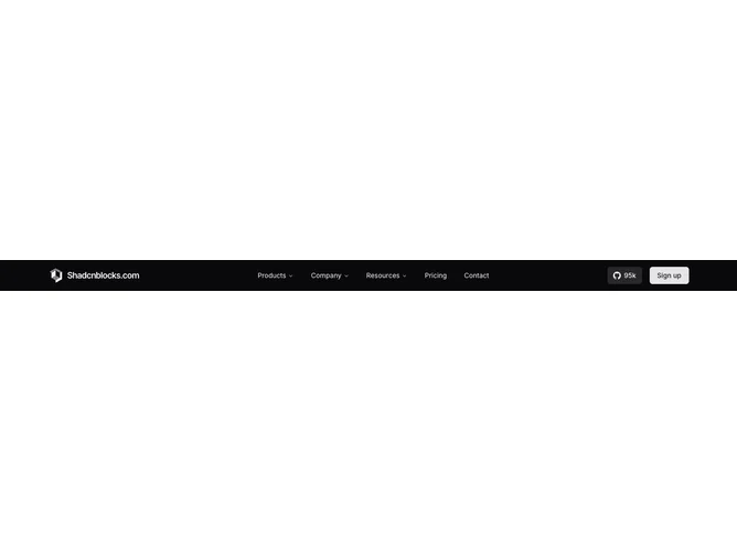 Shadcn Navbar 9 - Dark navbar with GitHub stars badge
