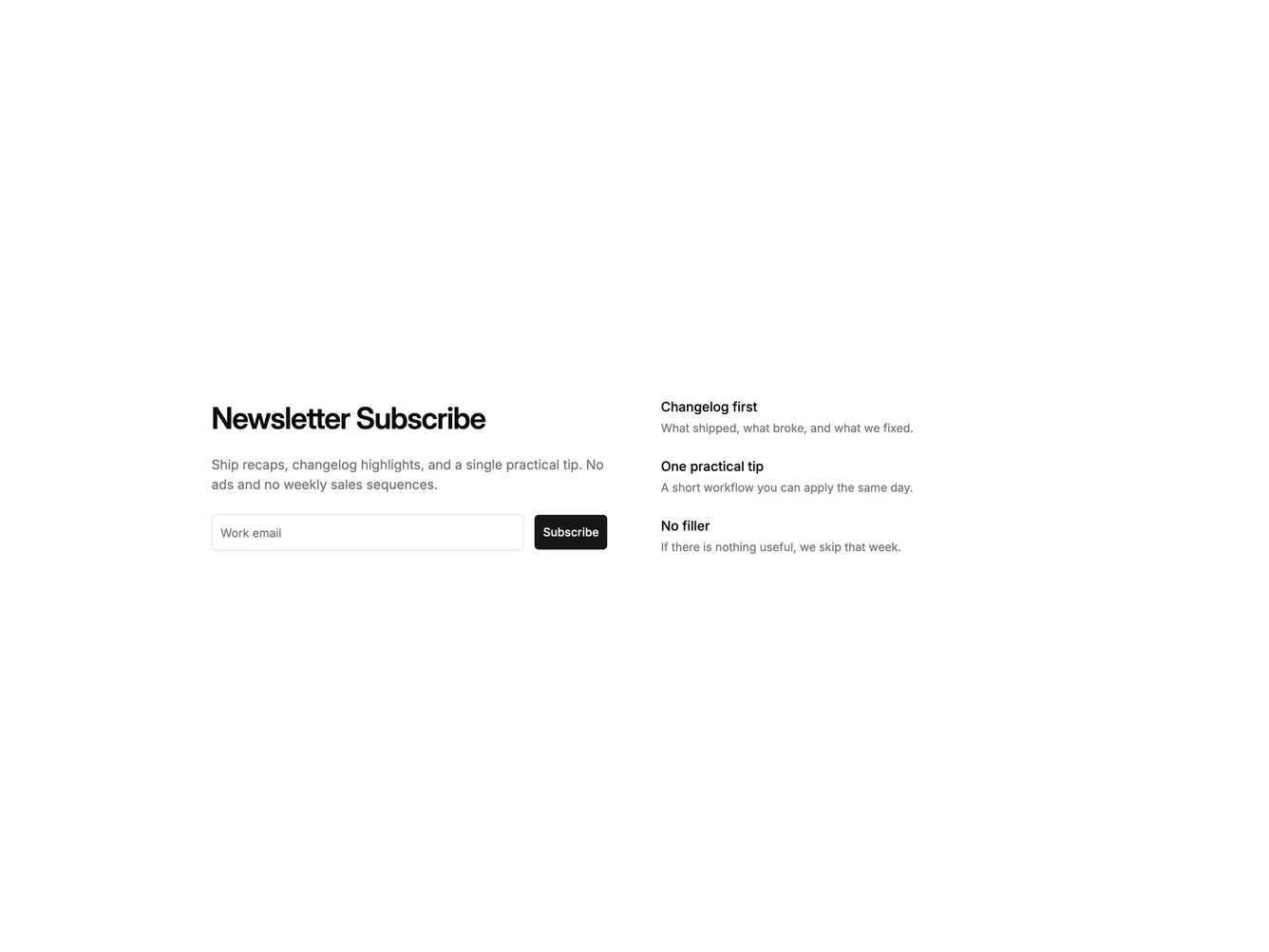 Shadcn Newsletter 4 - Newsletter with feature list