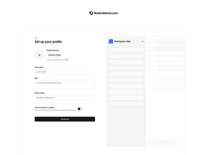 Shadcn Onboarding Blocks