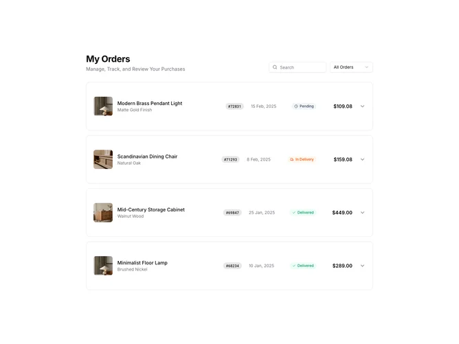Shadcn Order History 2