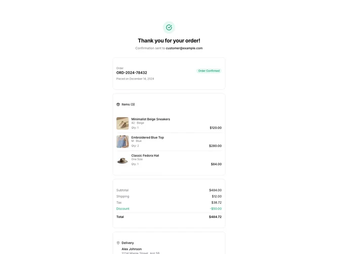 Shadcn Order Summary 2