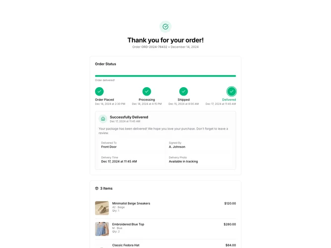 Shadcn Order Summary 4