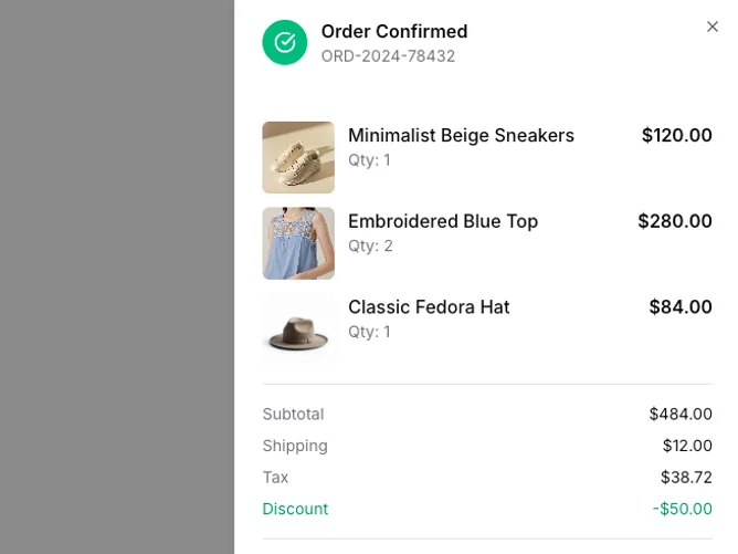 Shadcn Order Summary 5