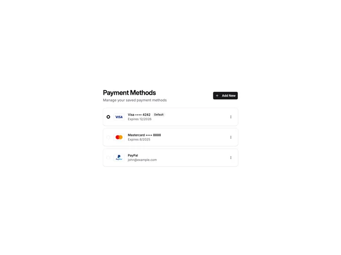 Shadcn Payment Methods 1