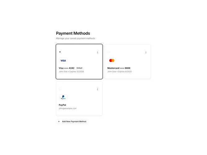 Shadcn Payment Methods 2