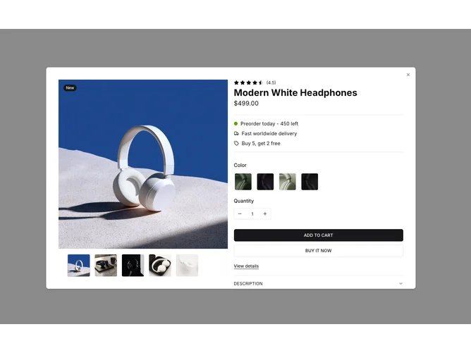Shadcn Product Quick View Blocks
