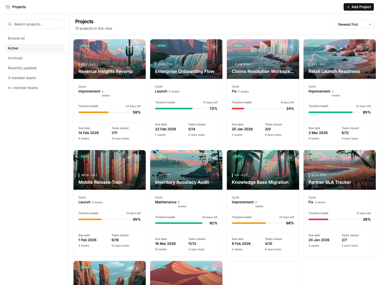 Shadcn Project List 2 - Project browse with saved views