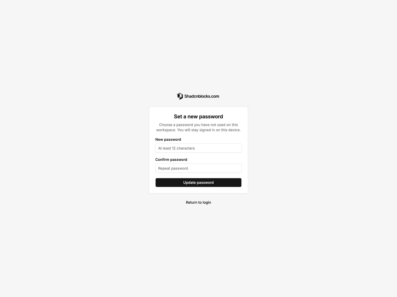 Shadcn Reset Password Blocks