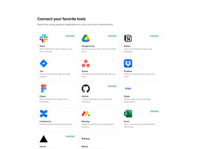 Shadcn Settings Integrations Blocks