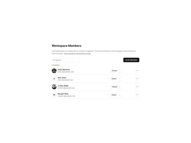 Shadcn Settings Members 2 block