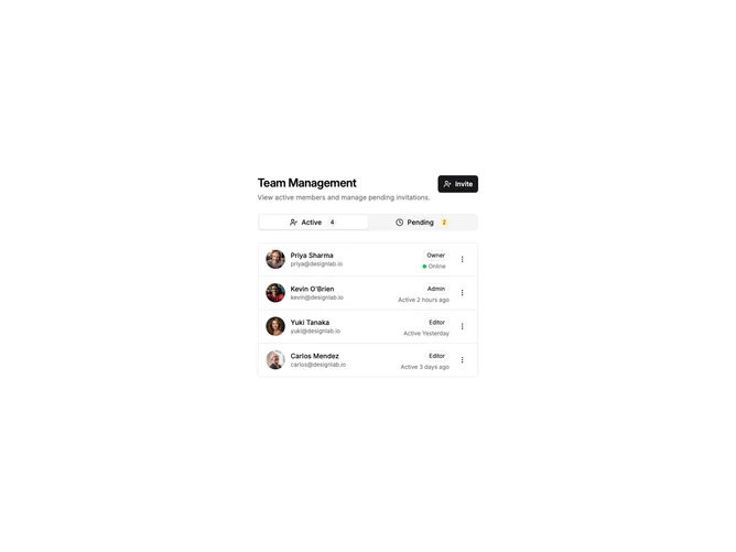 Shadcn Settings Members 5 block
