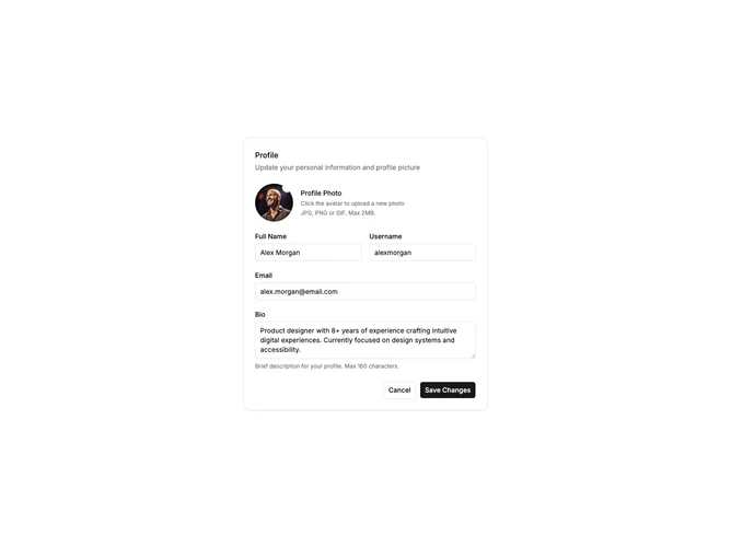 Shadcn Settings Profile 1 - Basic Profile Form