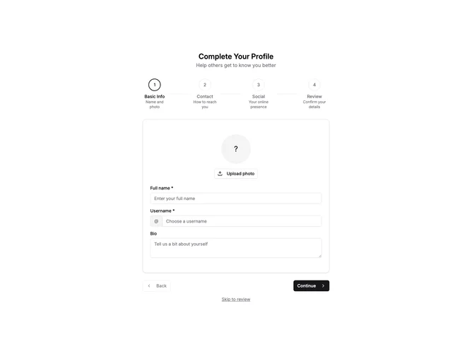 Shadcn Settings Profile 6 block