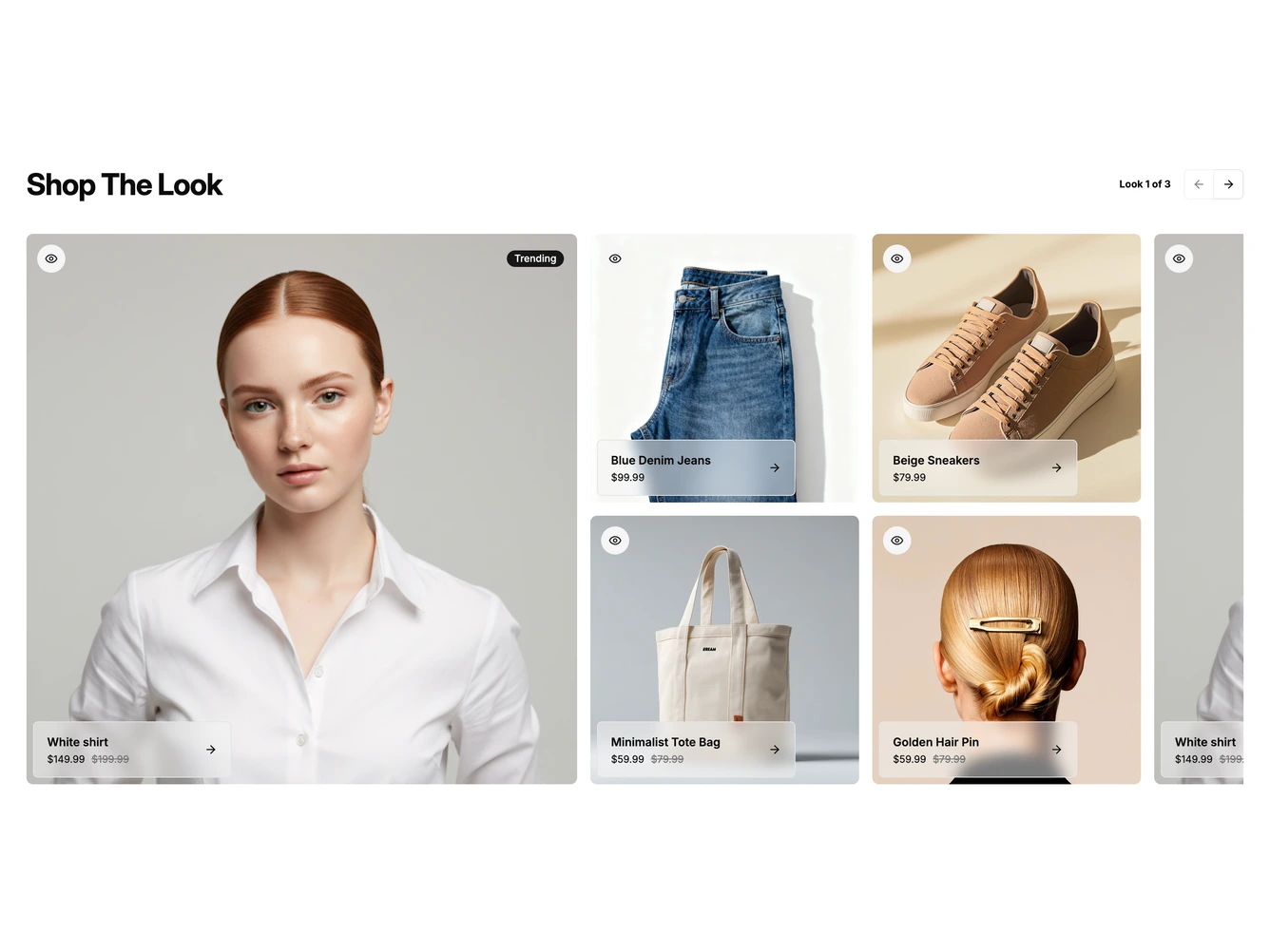 Shadcn Shop The Look 6 - Look carousel with product groups