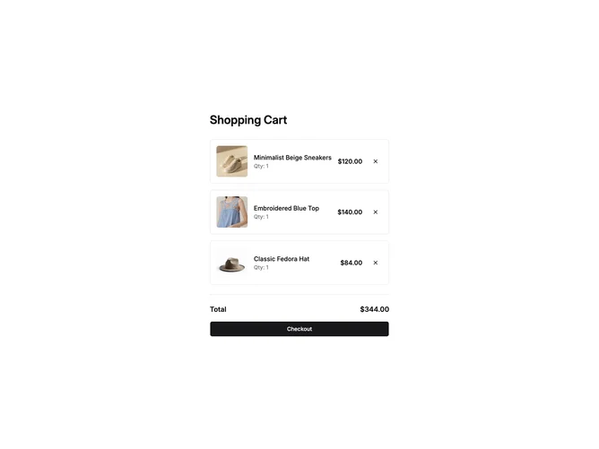 Shadcn Shopping Cart Blocks