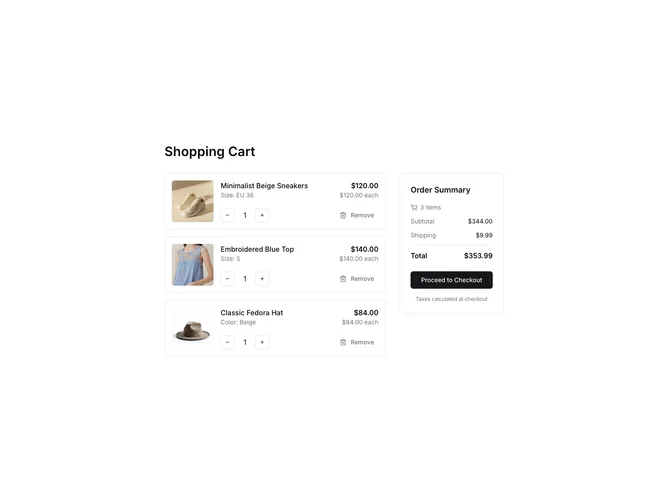 Shadcn Shopping Cart 2