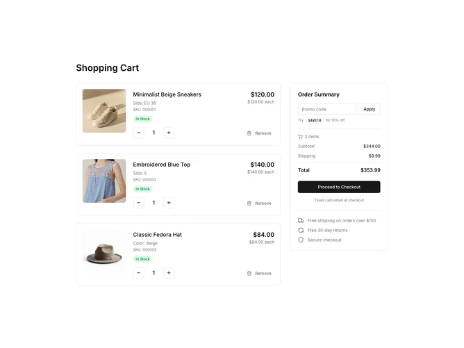 Shadcn Shopping Cart 3